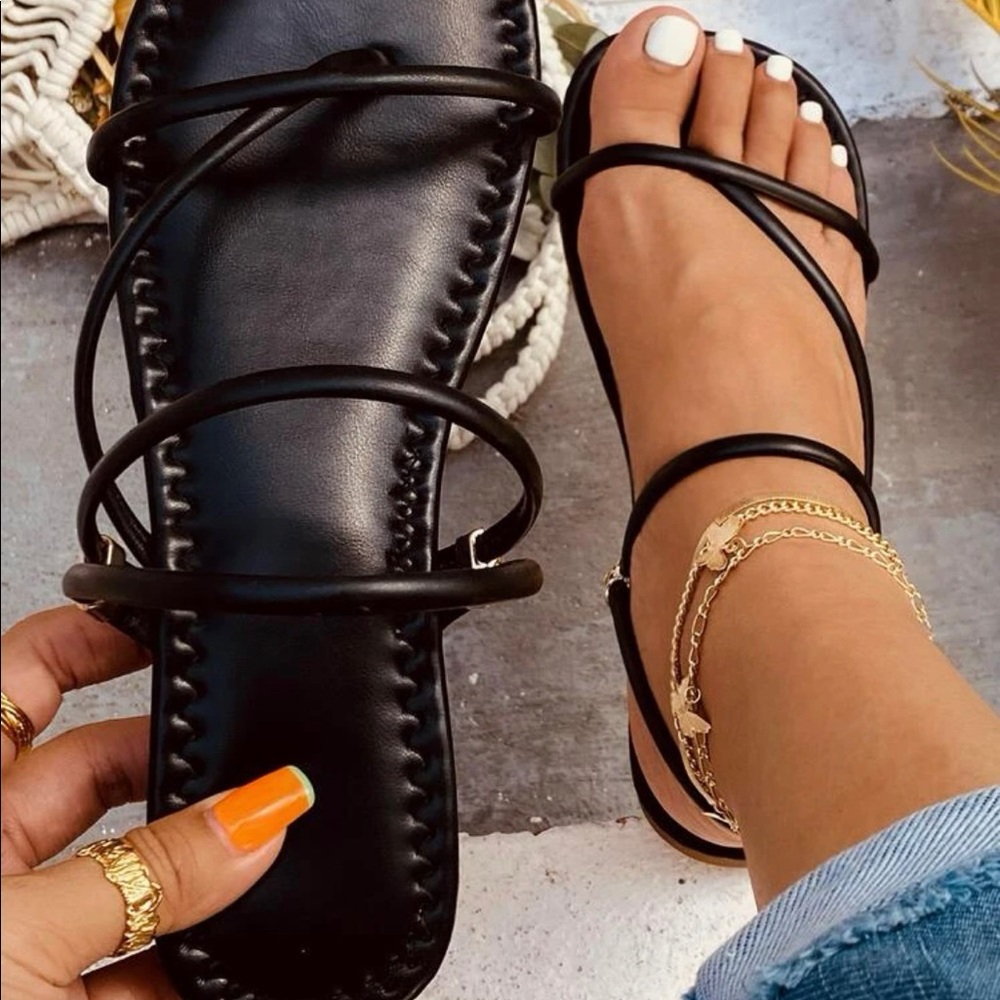 Black strappy sandals